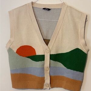 V-Neck Cream and Orange Sweater